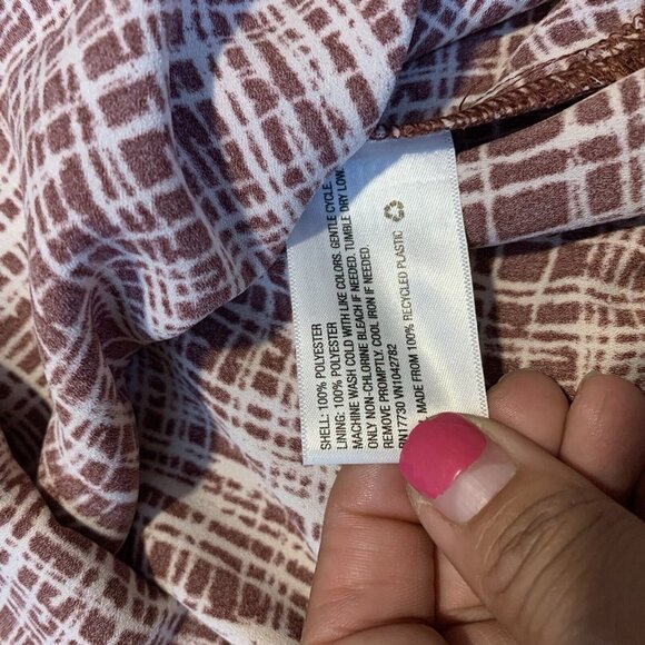 Prologue Dress Womens Size Small Burgundy Printed 3/4 Sleeve Midi Cinched Waist - Picture 4 of 6